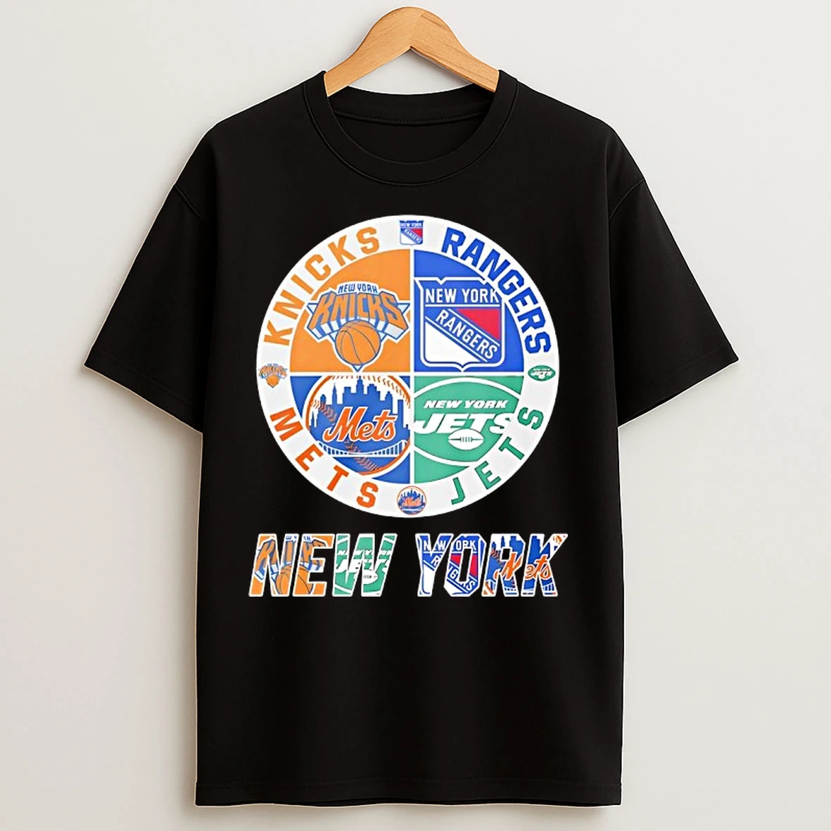 Classic New York Knicks New York Mets New York Jets New York Rangers Mashup Logo T Shirts