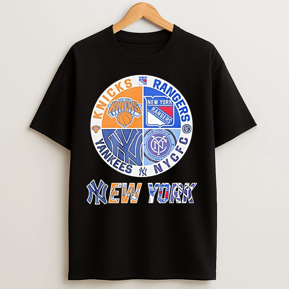 Classic New York Knicks New York Rangers New York Yankees New York Cfc Mashup Logo T Shirts