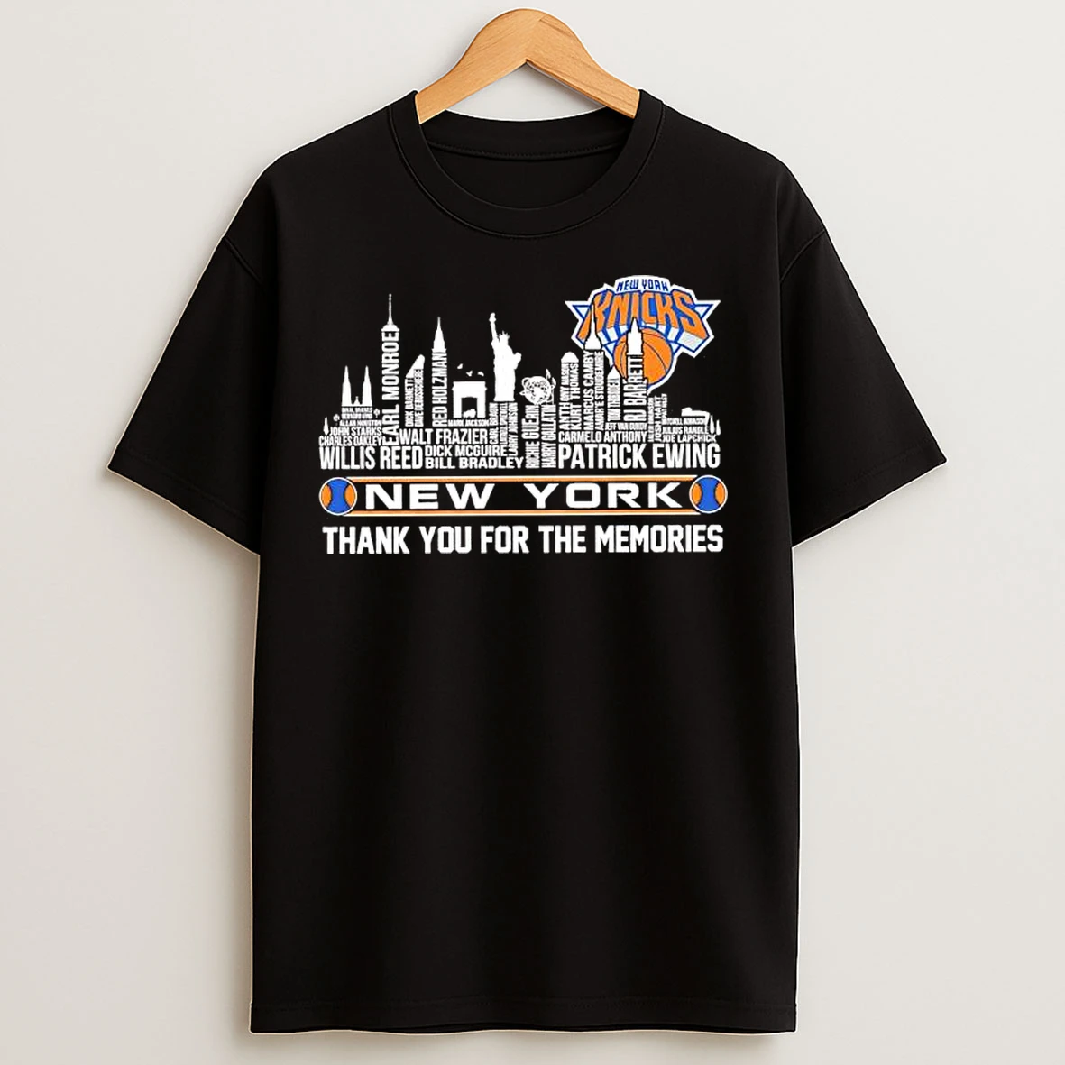 Classic New York Knicks Skyline Names Thank You For The Memories T Shirts