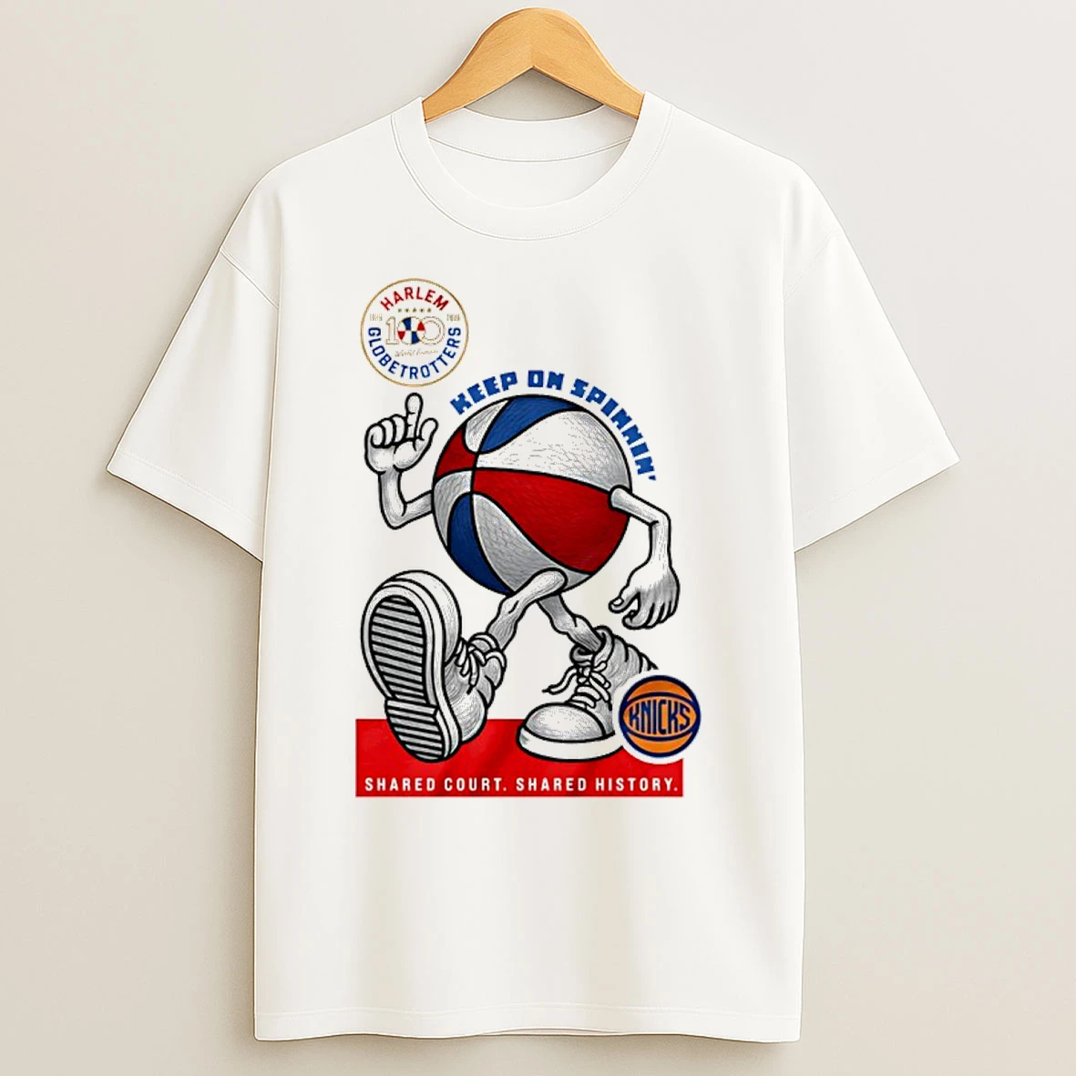 Classic New York Knicks X Harlem Globetrotters Keep On Spinning 2026 Copy T Shirts