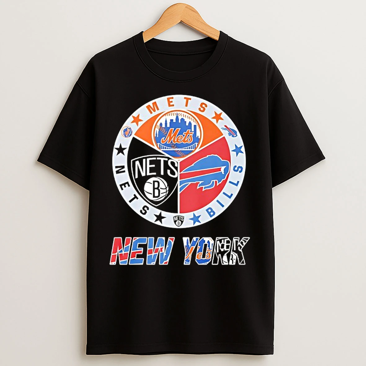 Classic New York Mets Brooklyn Nets And Buffalo Bills Mashup Logo T Shirts
