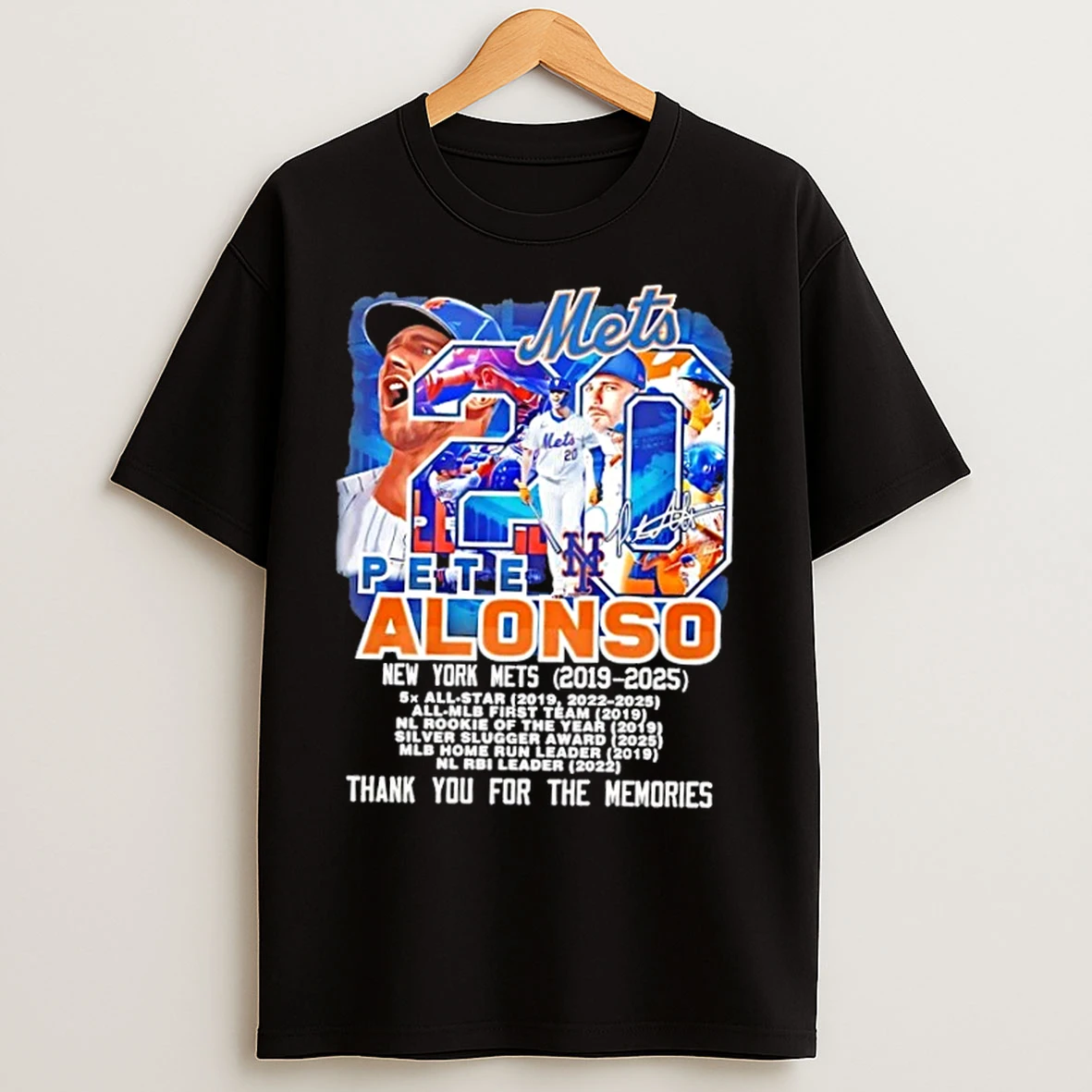Classic New York Mets Pete Alonso 2019 2025 Thank You For The Memories Signature T Shirts