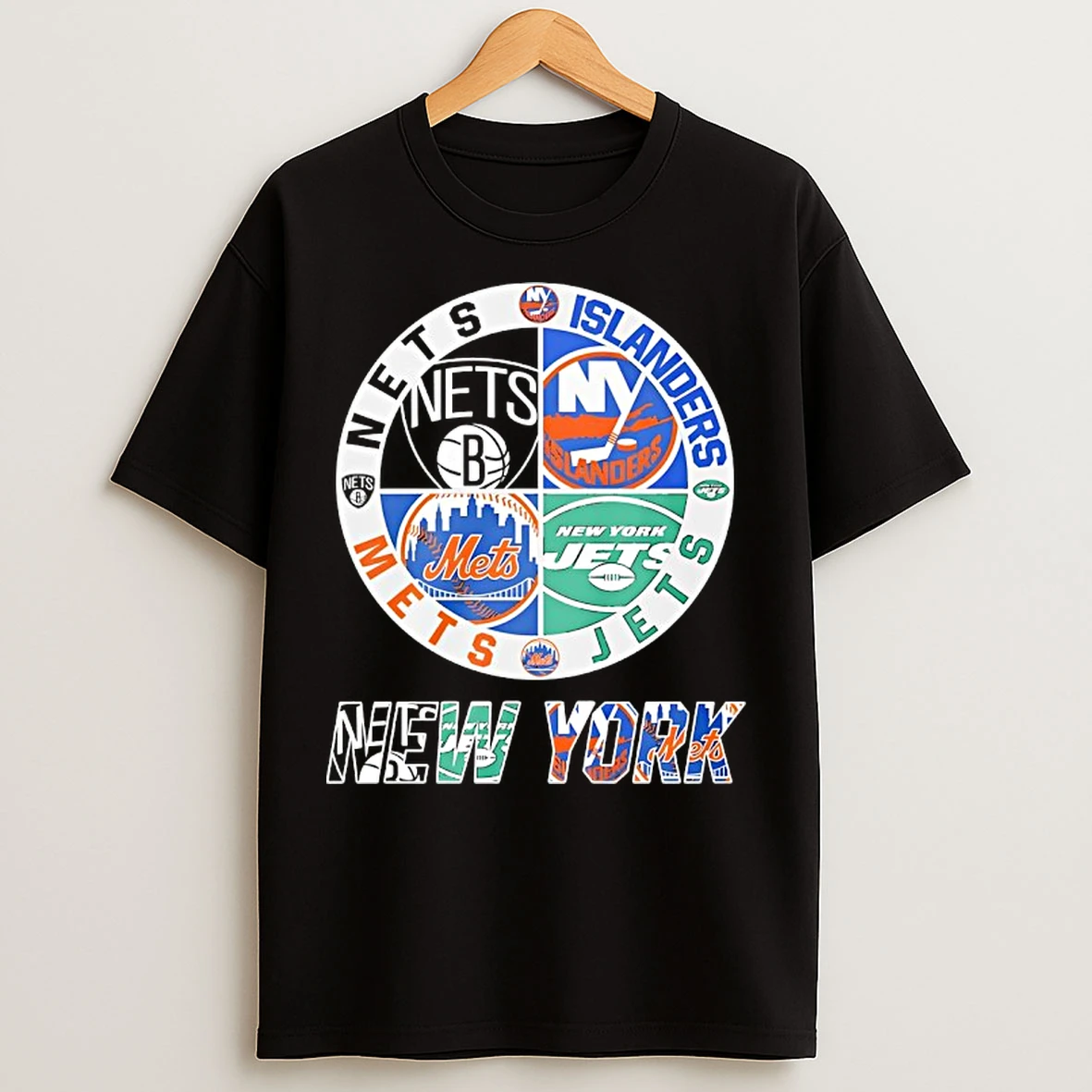 Classic New York Nets New York Islanders New York Mets New York Jets Mashup Logo T Shirts