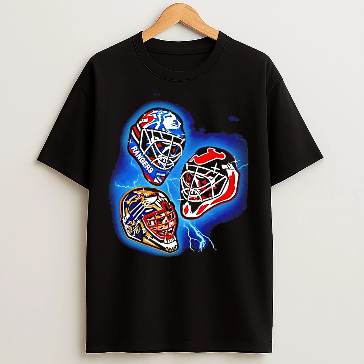 Classic New York Rangers New Jersey Devils And Boston Bruins Nhl 94 Goalie Mask Art T Shirts