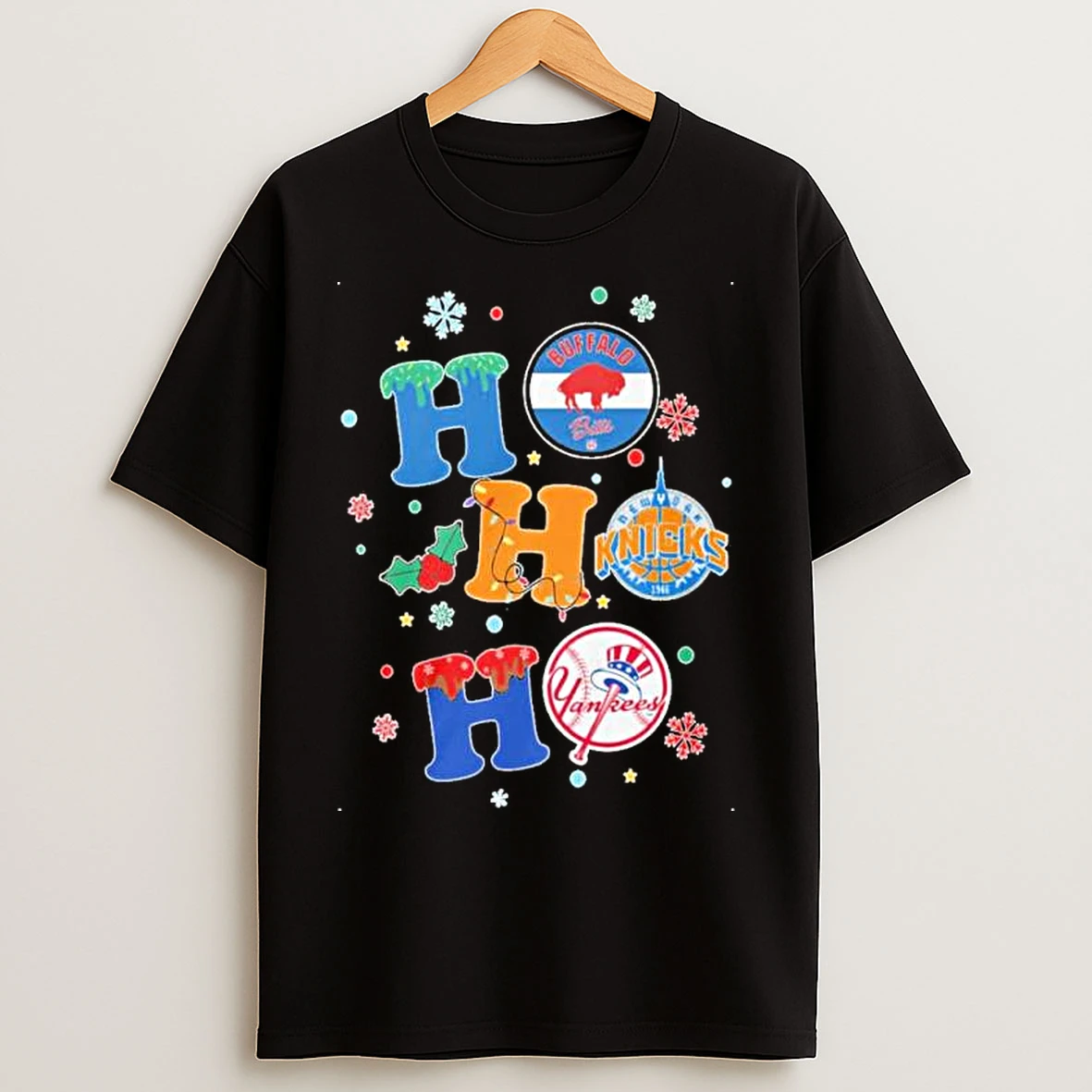 Classic New York Sports Teams Ho Ho Ho Christmas T Shirts