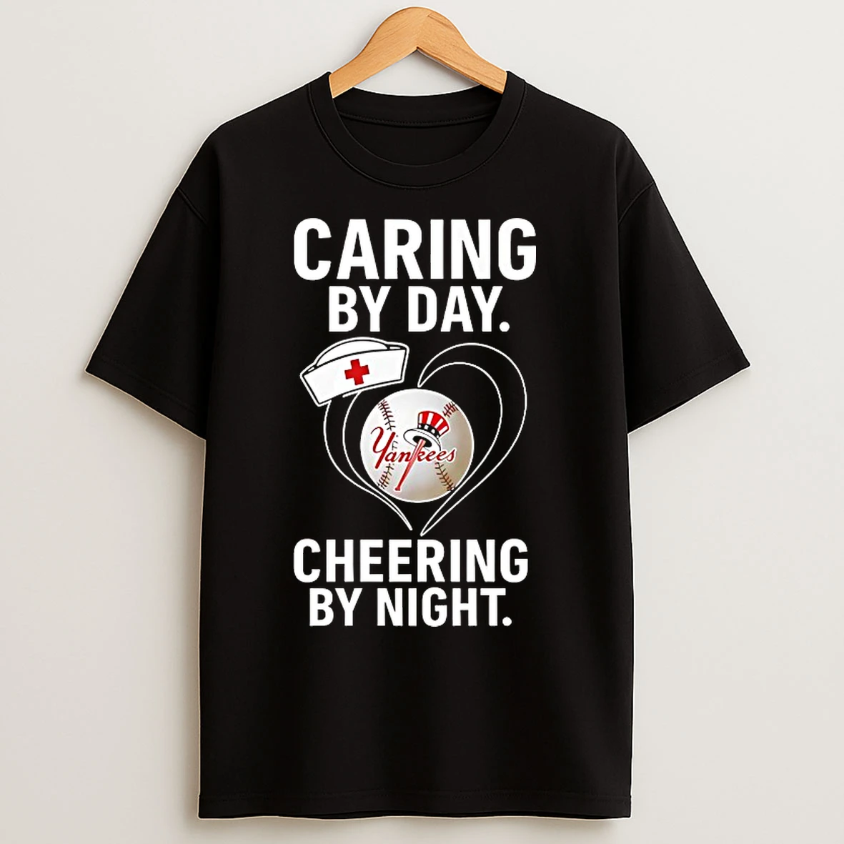 Classic New York Yankees Caring By Day Cheering By Night T Shirts