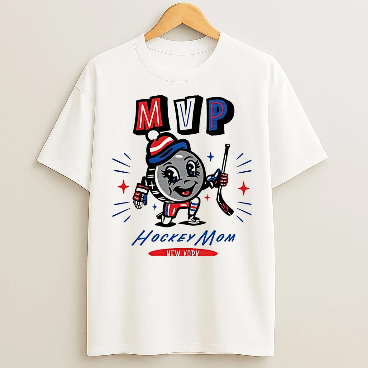 Classic New York Hockey Mom Mvp 2025 Cartoon Christmas T Shirts