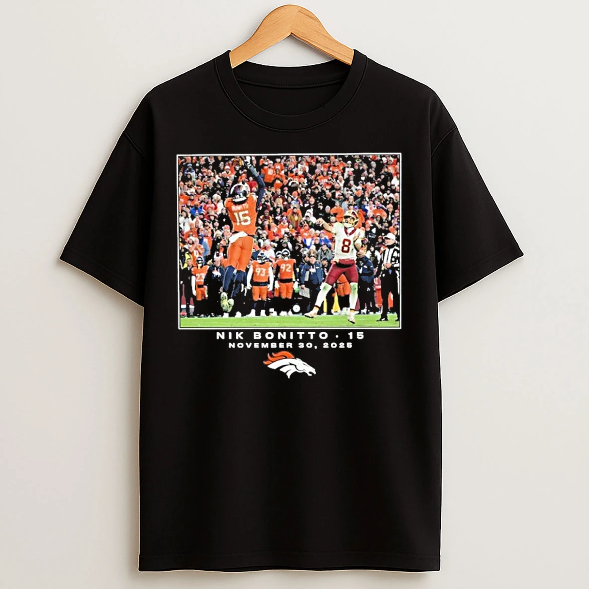 Classic Nik Bonitto Black Denver Broncos Nfl 28 2025 Logo T Shirts