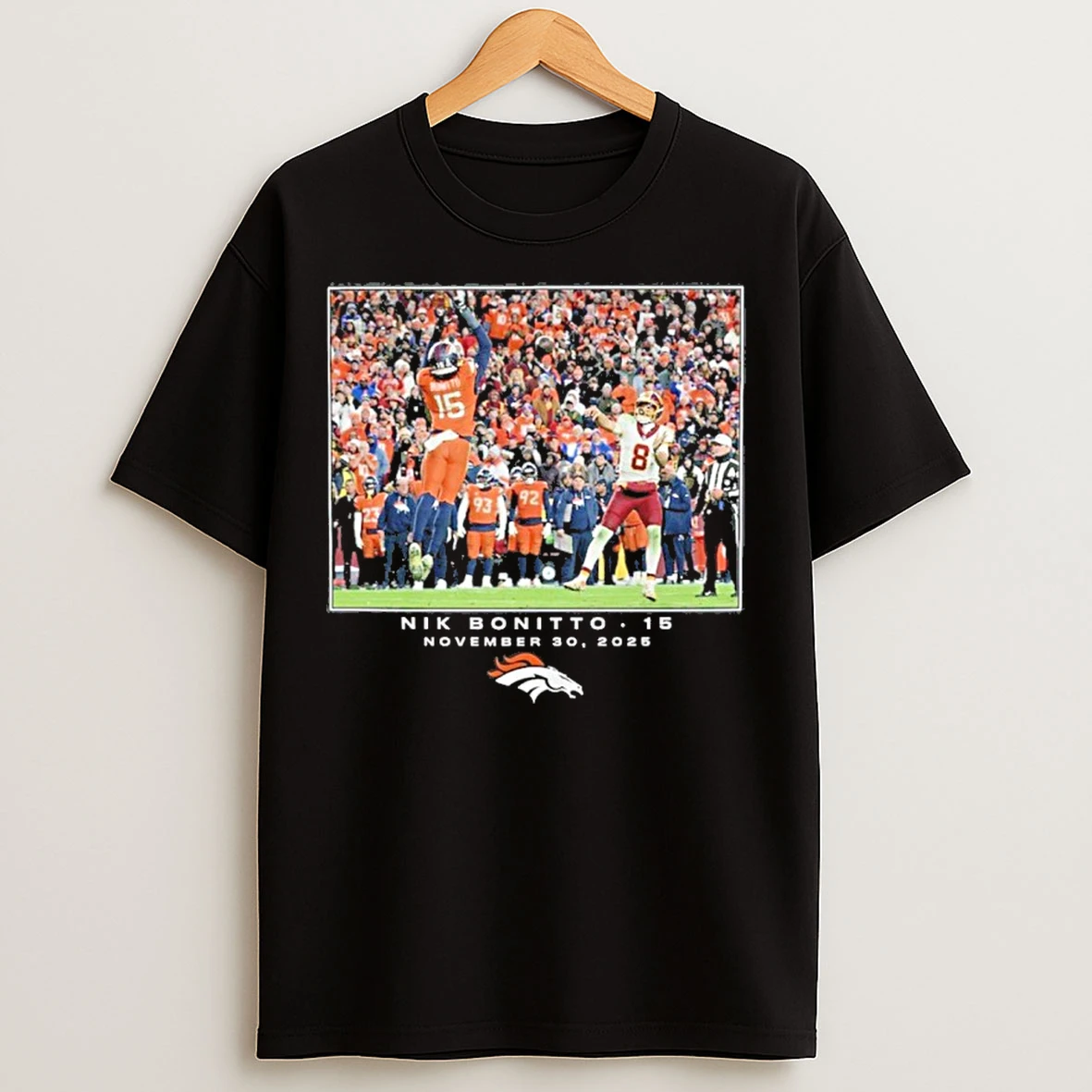 Classic Nik Bonitto Black Denver Broncos Nfl 30 2025 Logo T Shirts
