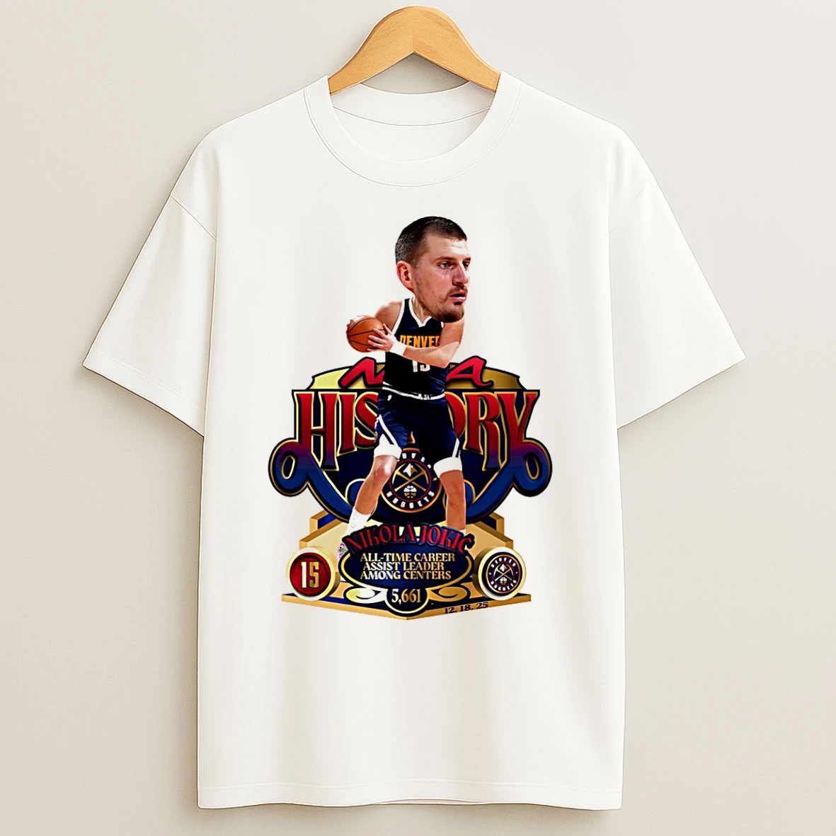Classic Nikola Jokic Denver Nuggets Nba History All Time Career Assist Leader Among Centers T Shirts