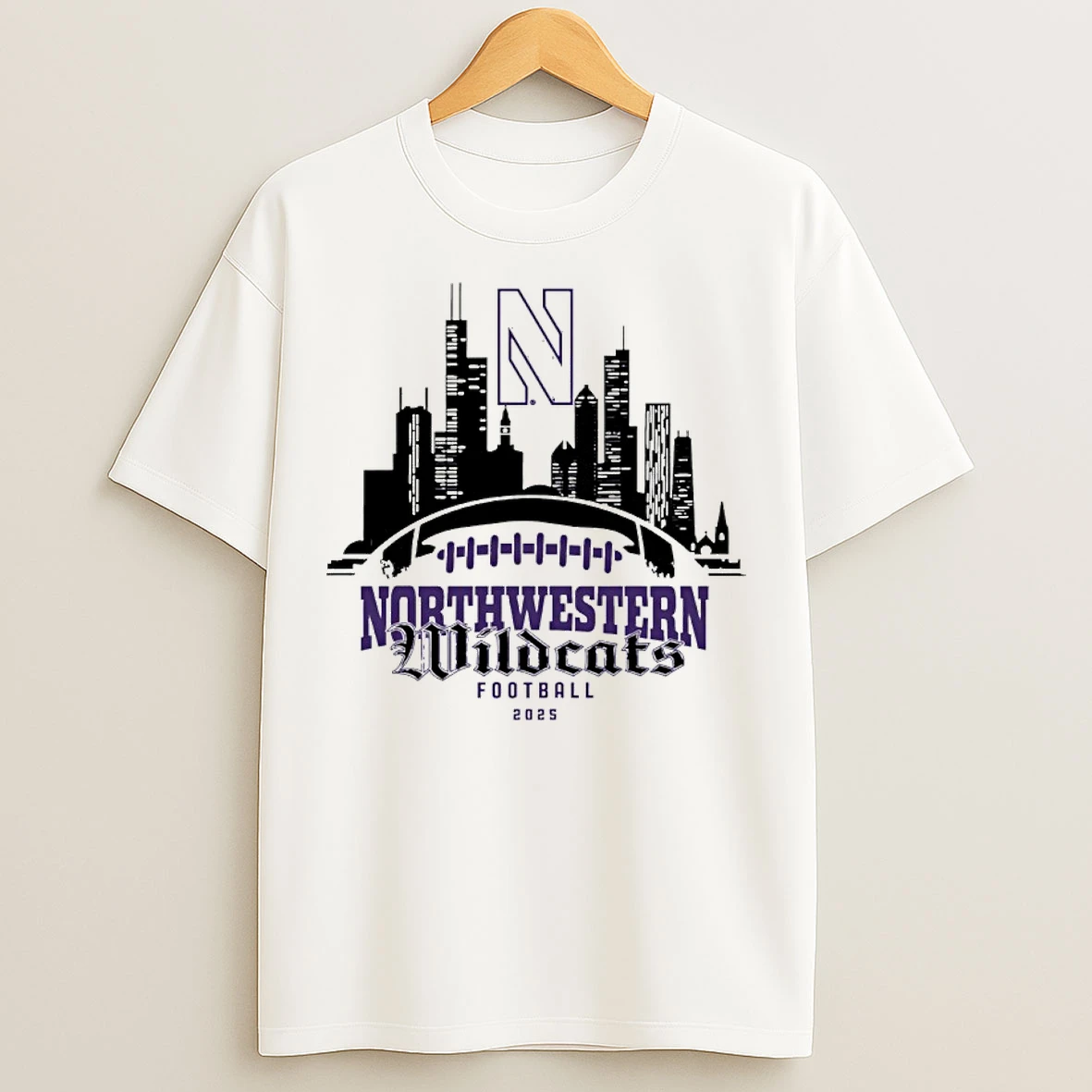 Classic Northwestern Football 2025 Season City Skyline T Shirts