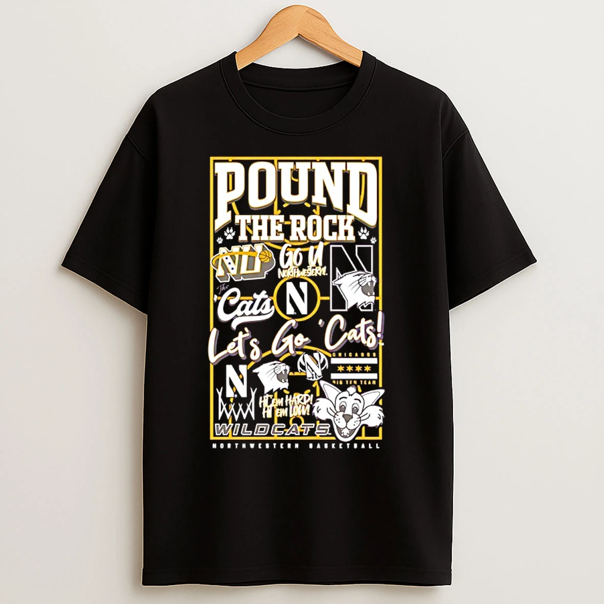 Classic Northwestern Basketball Pound The Rock Lets Go Cats T Shirts