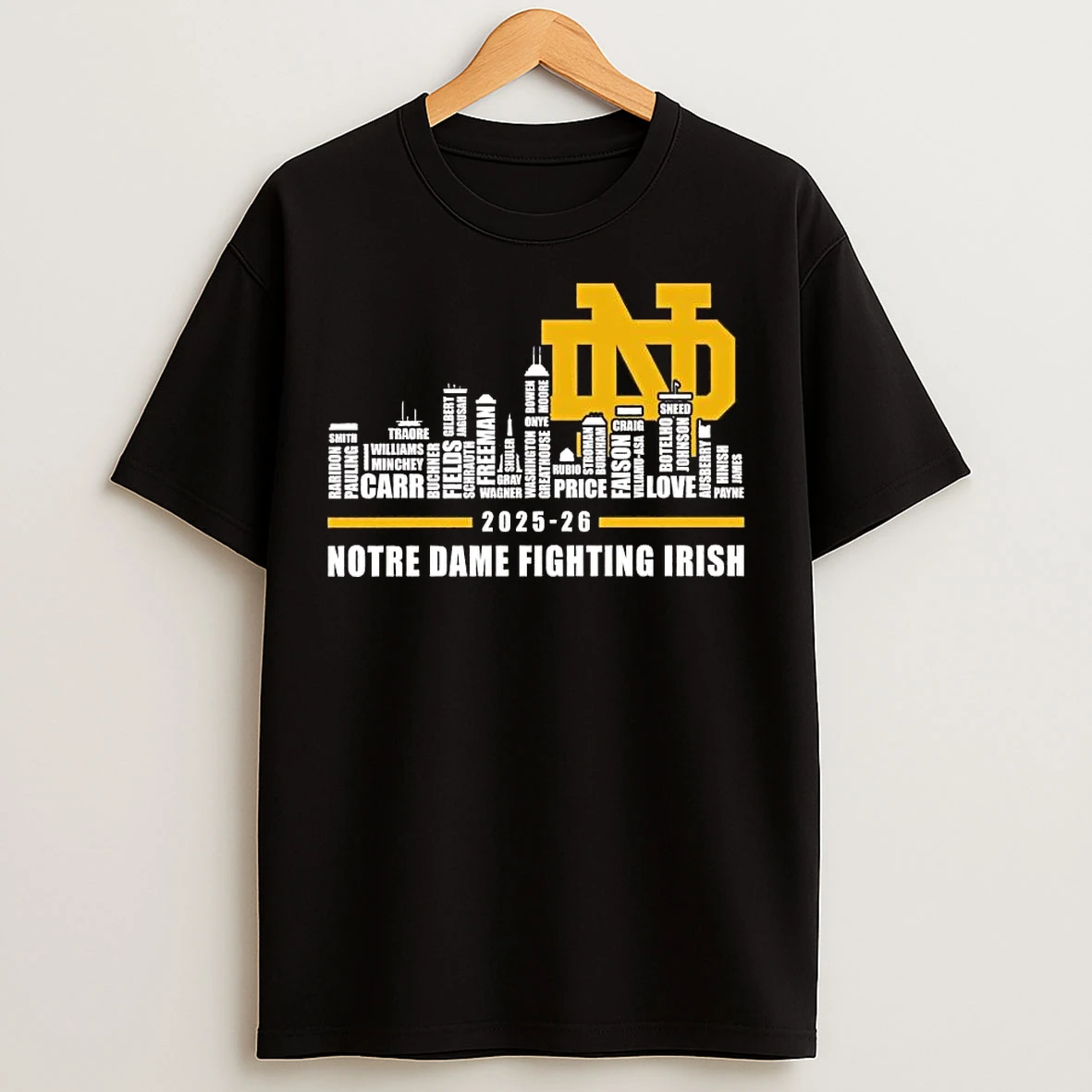 Classic Notre Dame Fighting Irish 2025 26 City Players Names T Shirts