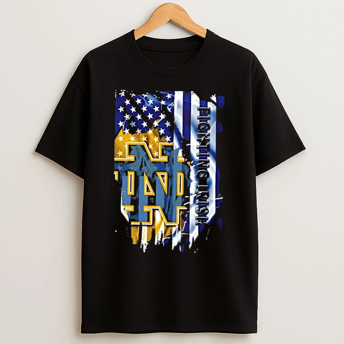 Classic Notre Dame Fighting Irish Football X American Flag T Shirts