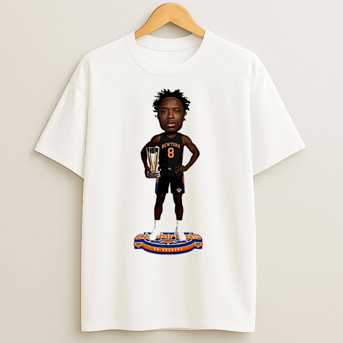 Classic Og Anunoby New York Knicks Nba Cup Champions Caricature T Shirts