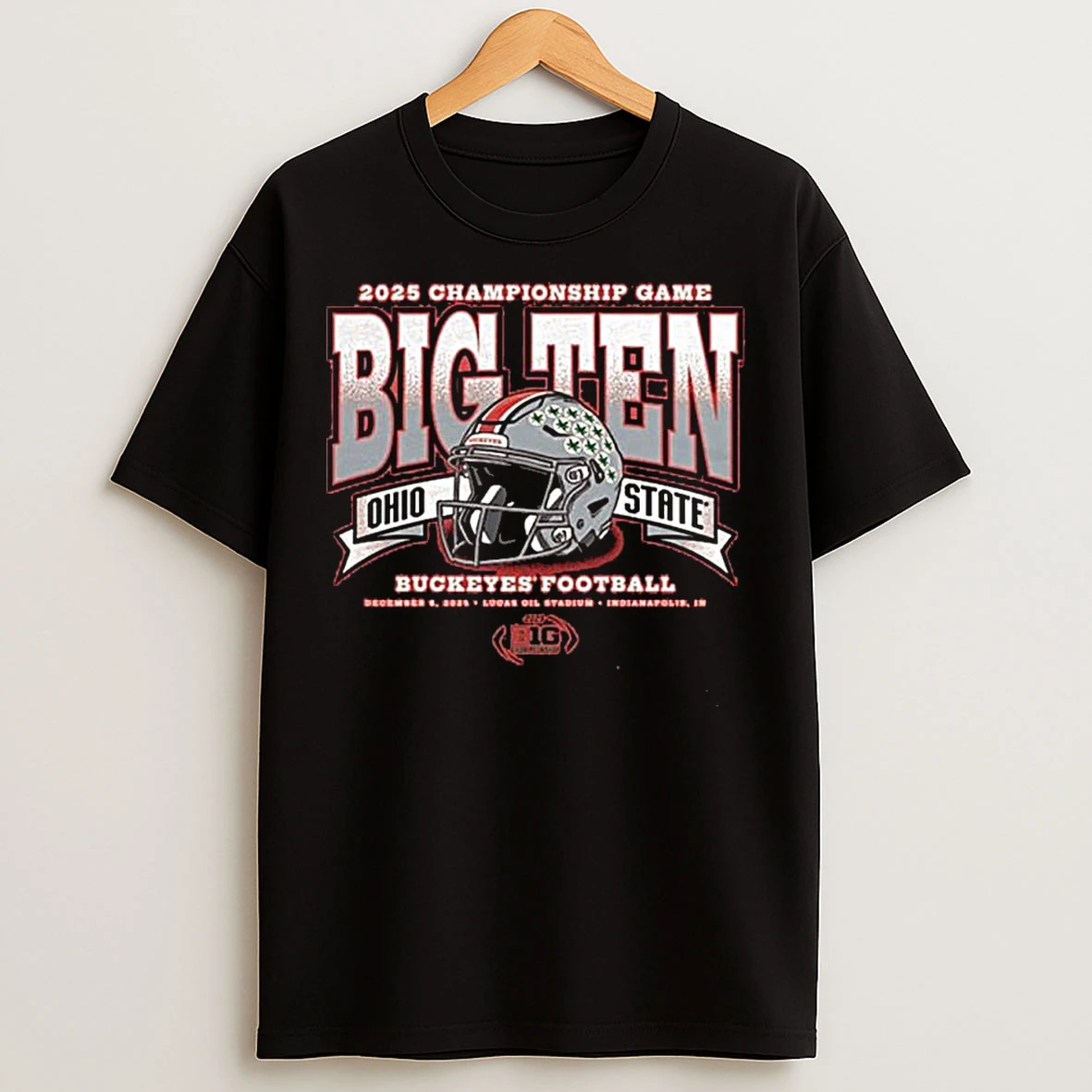 Classic Ohio State Buckeyes 2025 Big Ten Football Championship Bound Helmet T Shirts