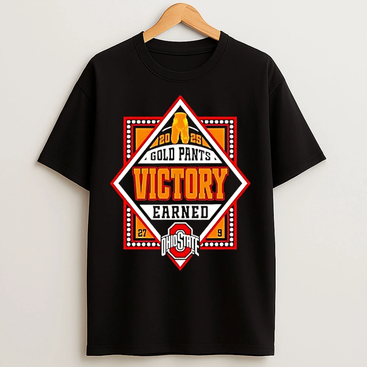 Classic Ohio State Buckeyes 2025 Gold Pants Victory Earned Logo T Shirts