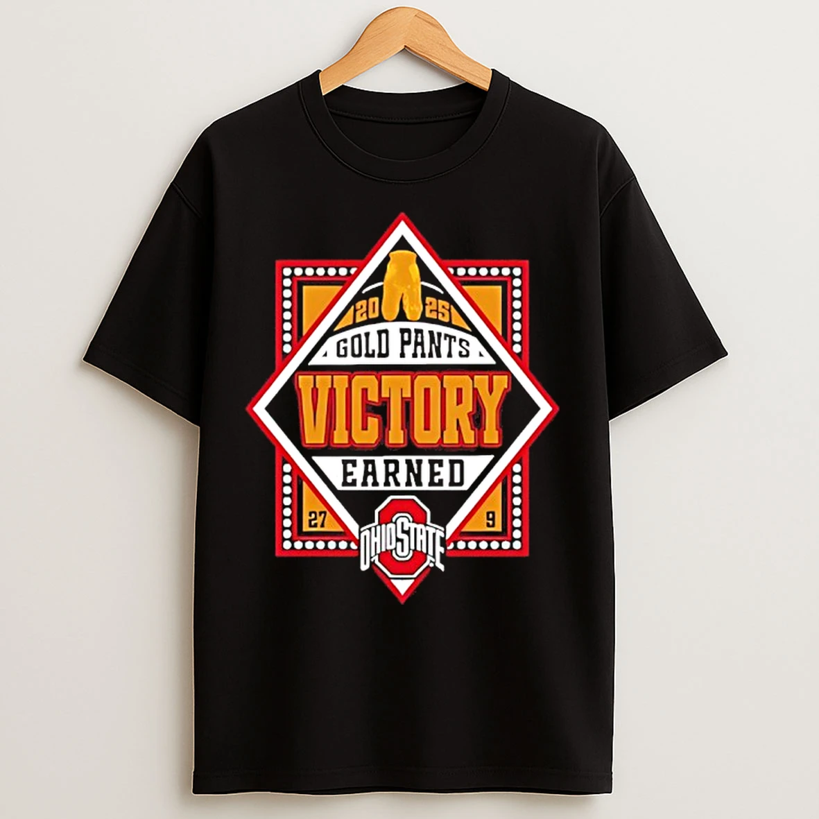 Classic Ohio State Buckeyes 2025 Gold Pants Victory Earned Score T Shirts