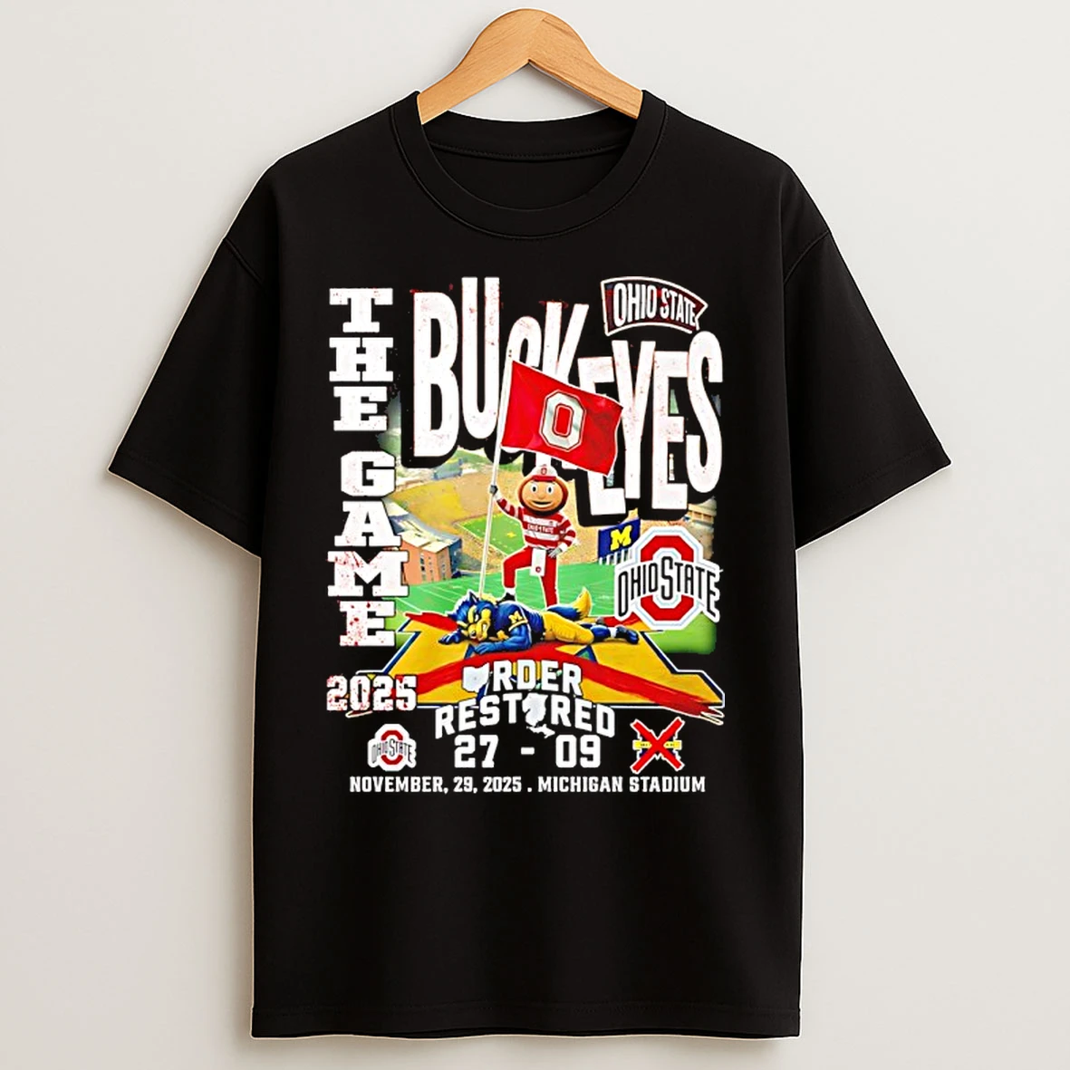 Classic Ohio State Buckeyes 2025 The Game 27 09 Michigan Score Mascot T Shirts