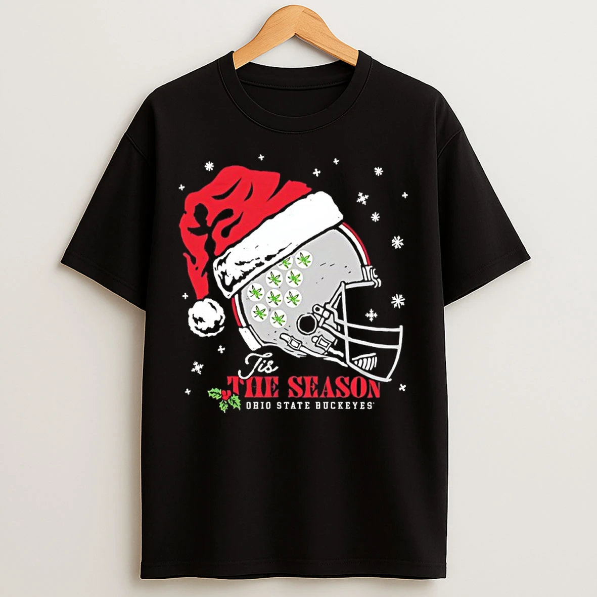 Classic Ohio State Buckeyes Tis The Season For Playoff Football Helmet Santa T Shirts