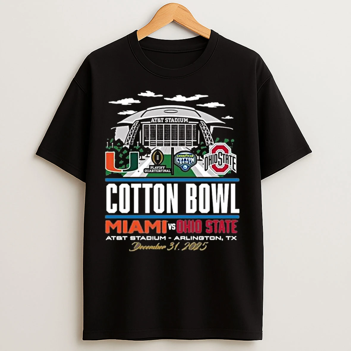 Classic Ohio State Buckeyes Vs Miami Hurricanes 2025 Cotton Bowl Vs Miami Att Stadium T Shirts