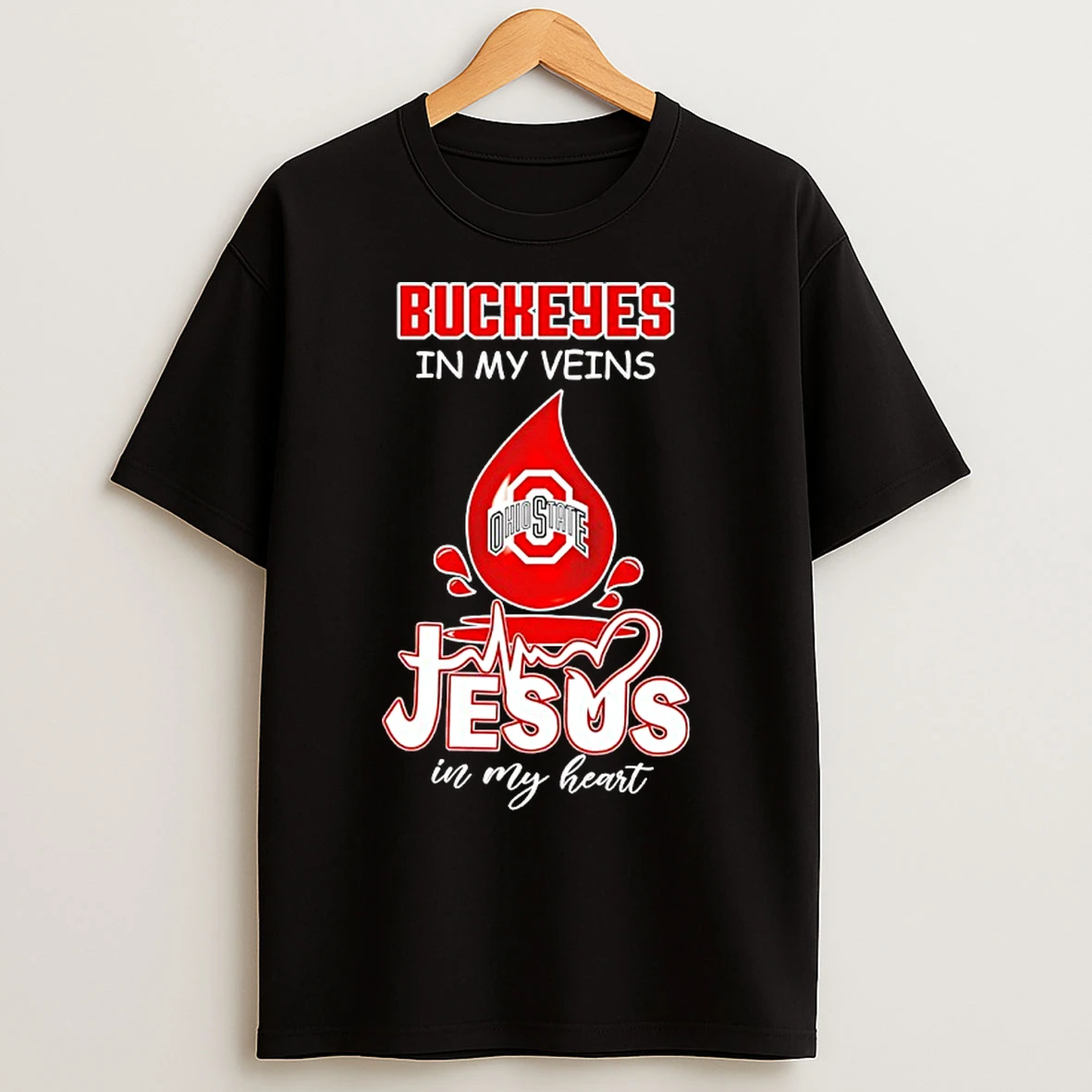 Classic Ohio State Buckeyes In My Veins Jesus In My Heart 2025 T Shirts