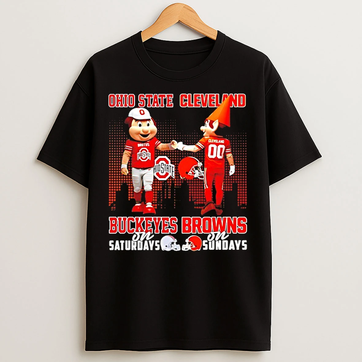Classic Ohio State Buckeyes On Saturdays Vs Cleveland Browns On Sundays Mascot Skyline T Shirts