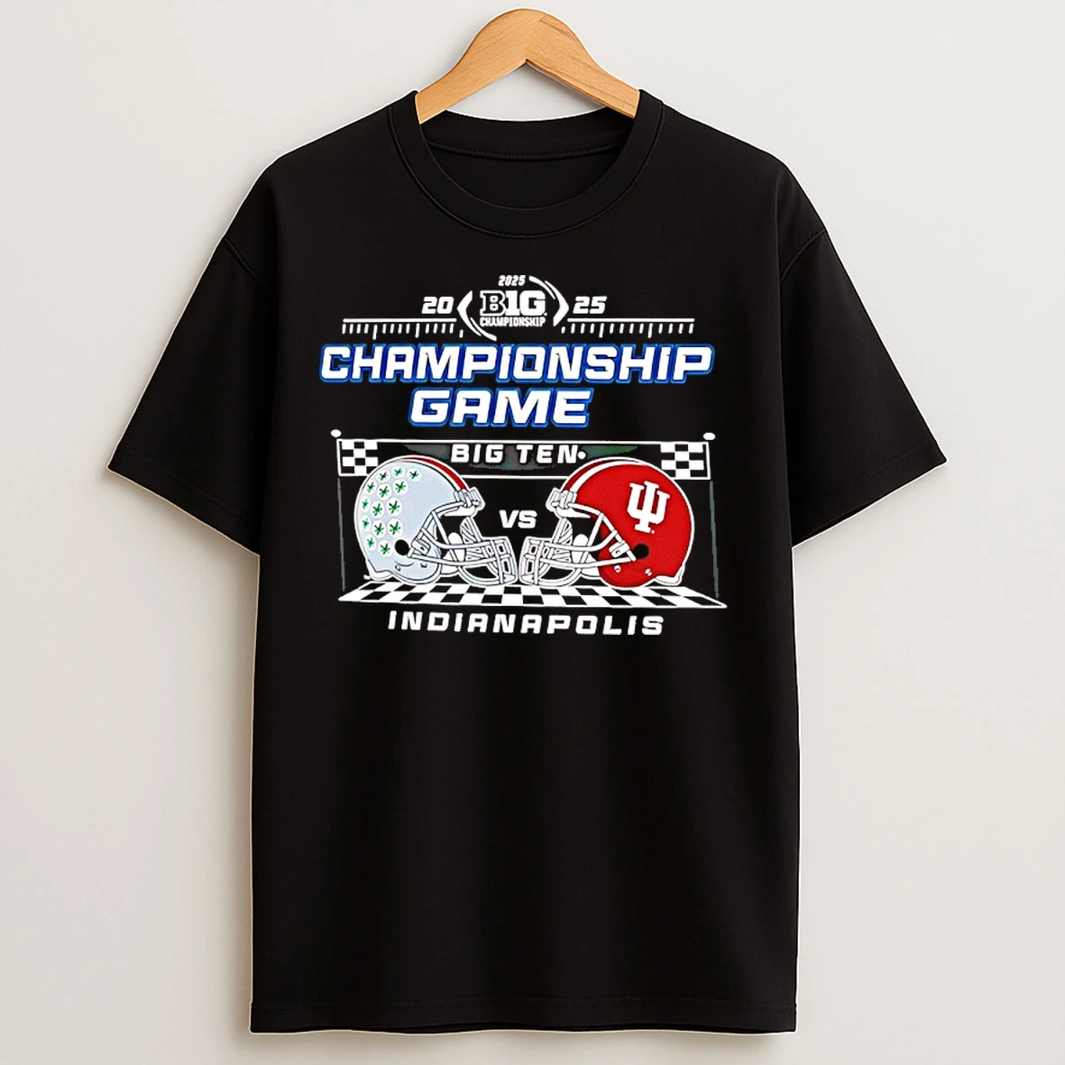 Classic Ohio State Vs Indiana Indianapolis Big Ten 2025 Football Championship Helmets T Shirts