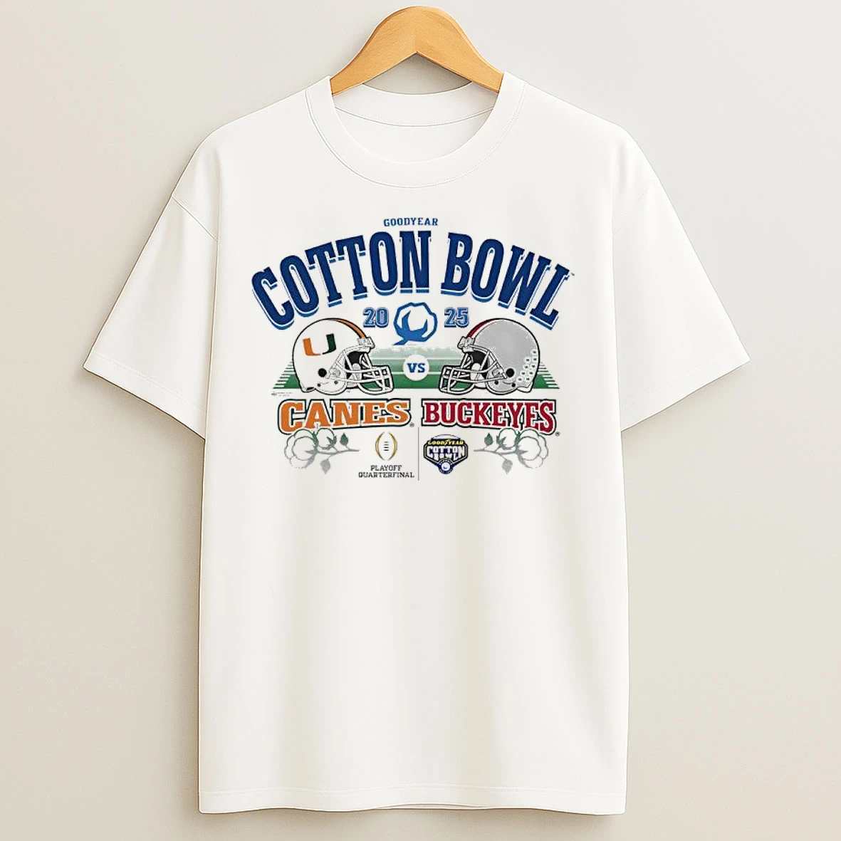 Classic Ohio State Vs Miami Goodyear Cotton Bowl Helmet Matchup 2025 T Shirts