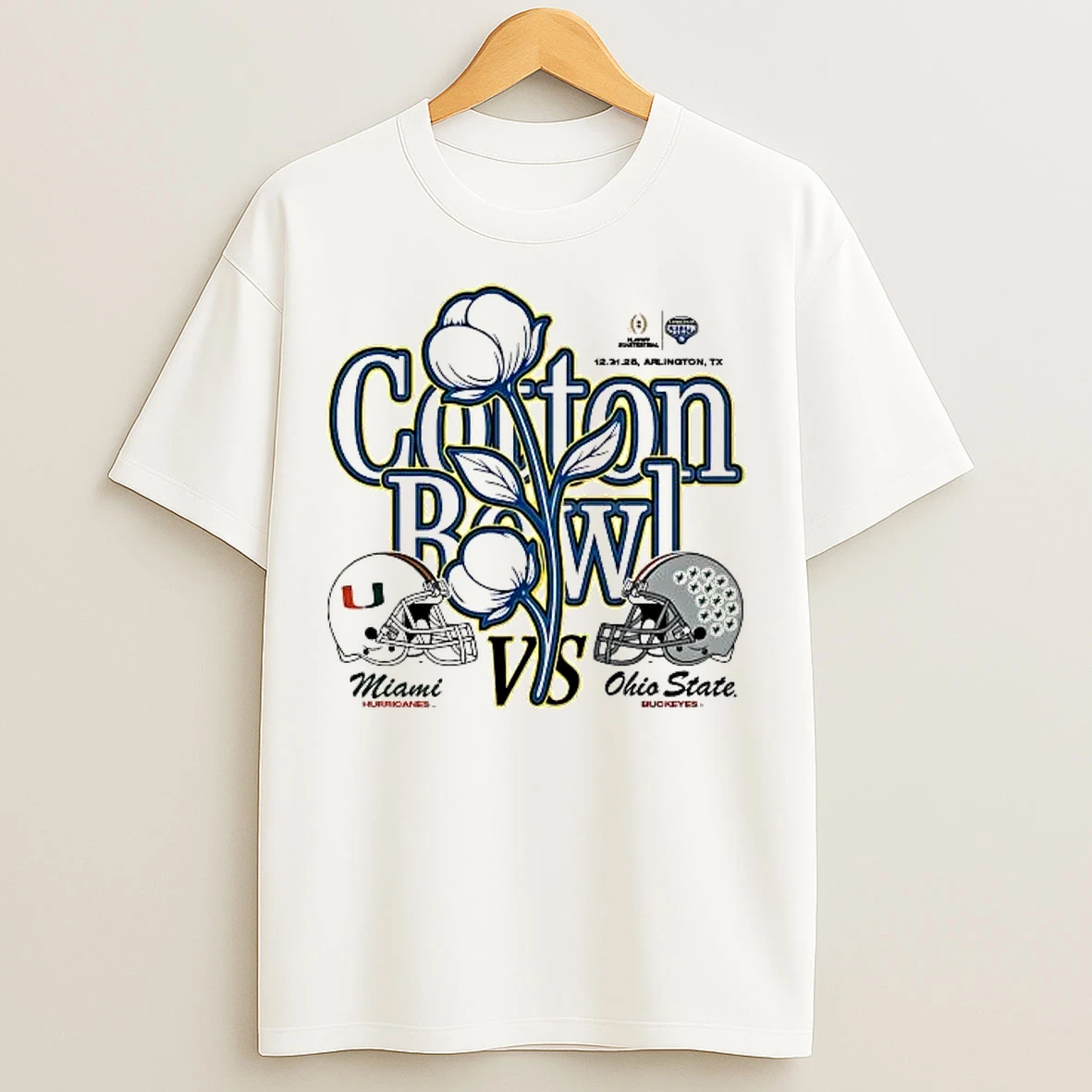 Classic Ohio State Vs Miami 2025 Cotton Bowl Helmet Head To Head T Shirts