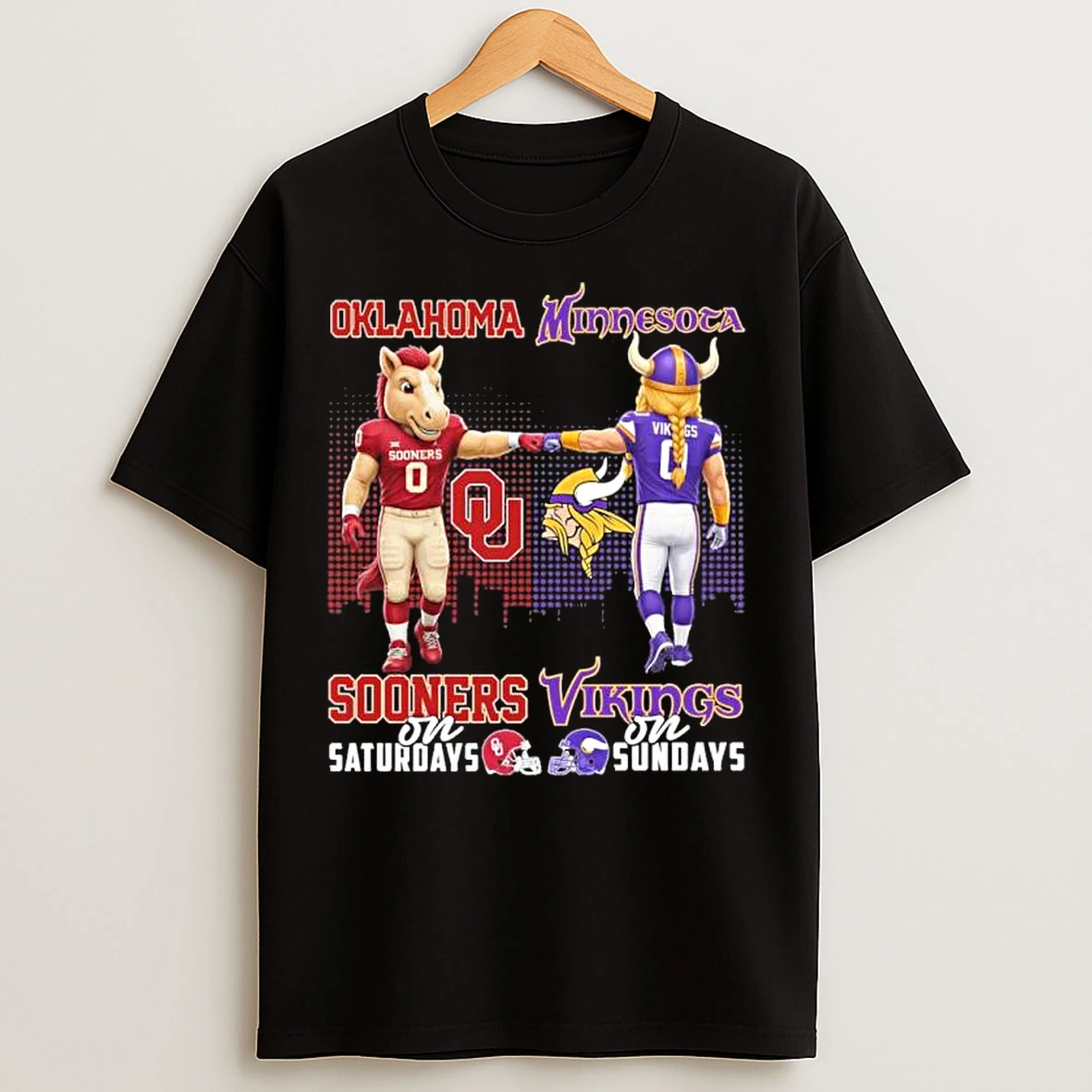 Classic Oklahoma Sooners And Minnesota Vikings Mascot On Saturdays And On Sundays T Shirts