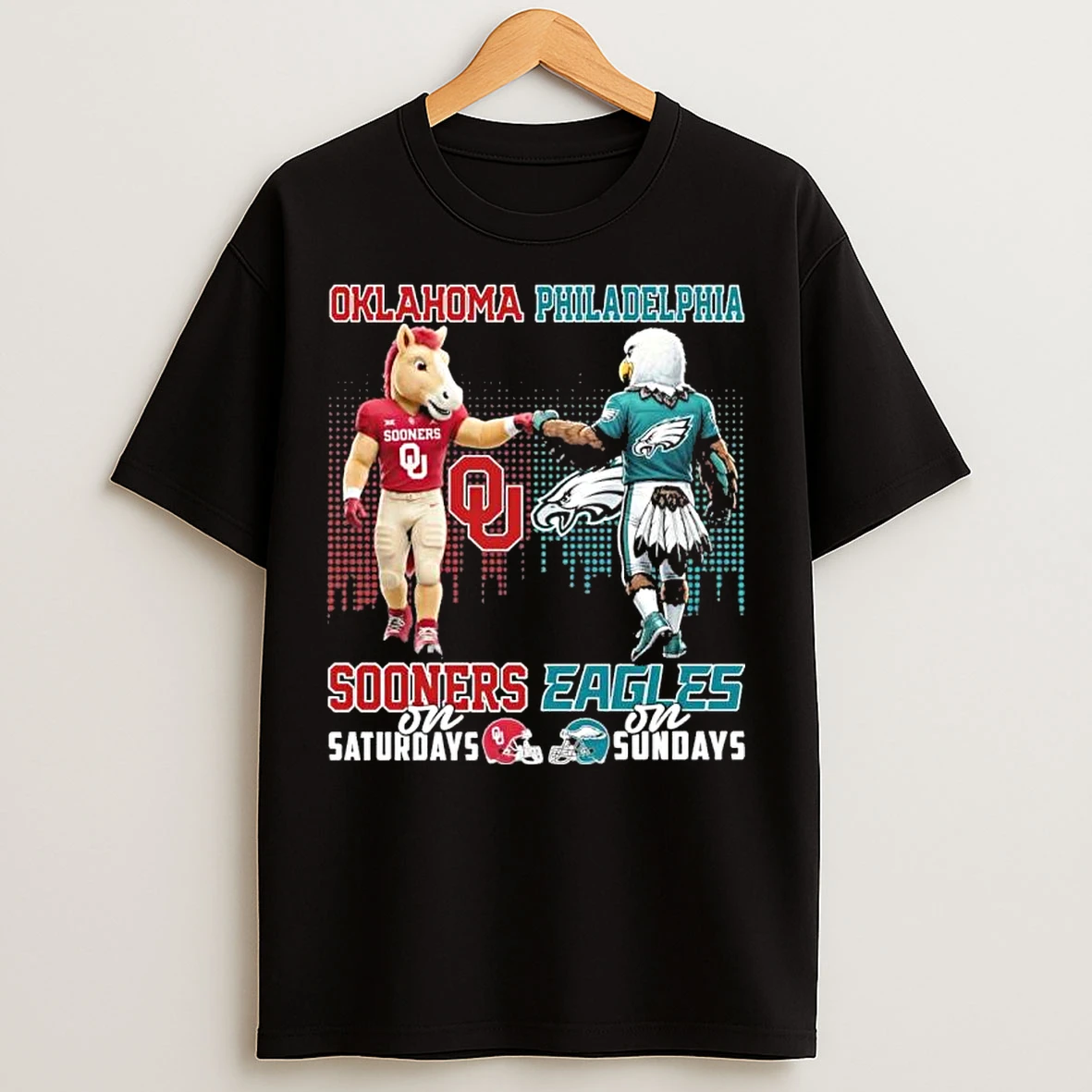 Classic Oklahoma Sooners And Philadelphia Eagles Mascot On Saturdays And On Sundays T Shirts
