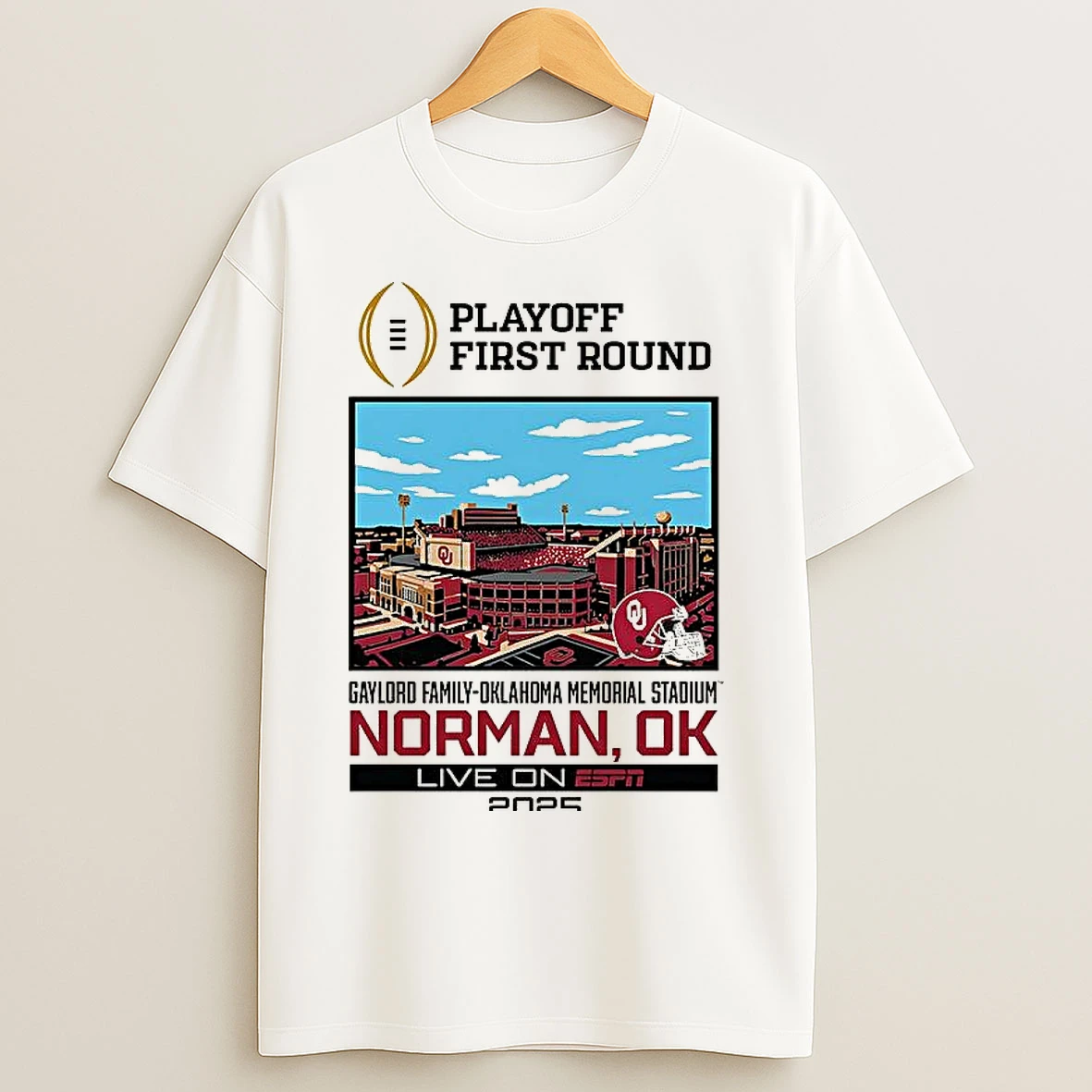 Classic Oklahoma Sooners Ncaa Cfp 2025 First Round Live From Gaylord Family Stadium T Shirts