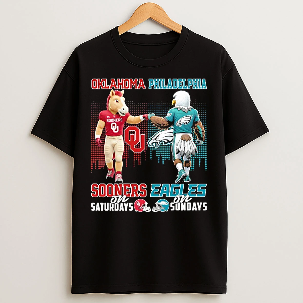 Classic Oklahoma Sooners On Saturdays X Philadelphia Eagles On Sundays Mascot T Shirts