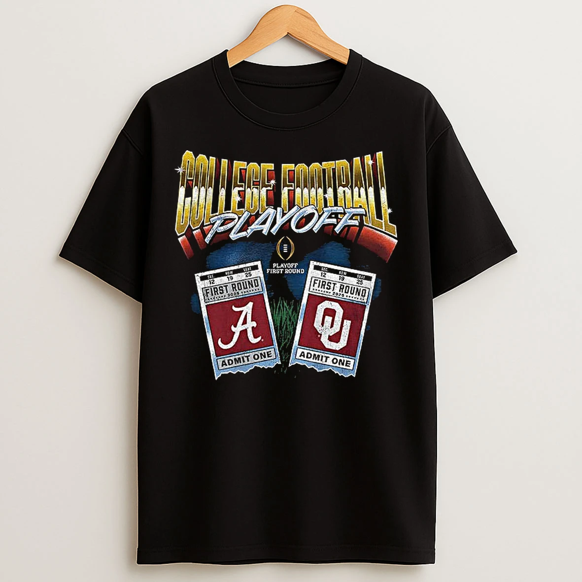 Classic Oklahoma Sooners Vs Alabama Crimson Tide Matchup Ticket Youth College Football Playoff 2025 First Round T Shirts