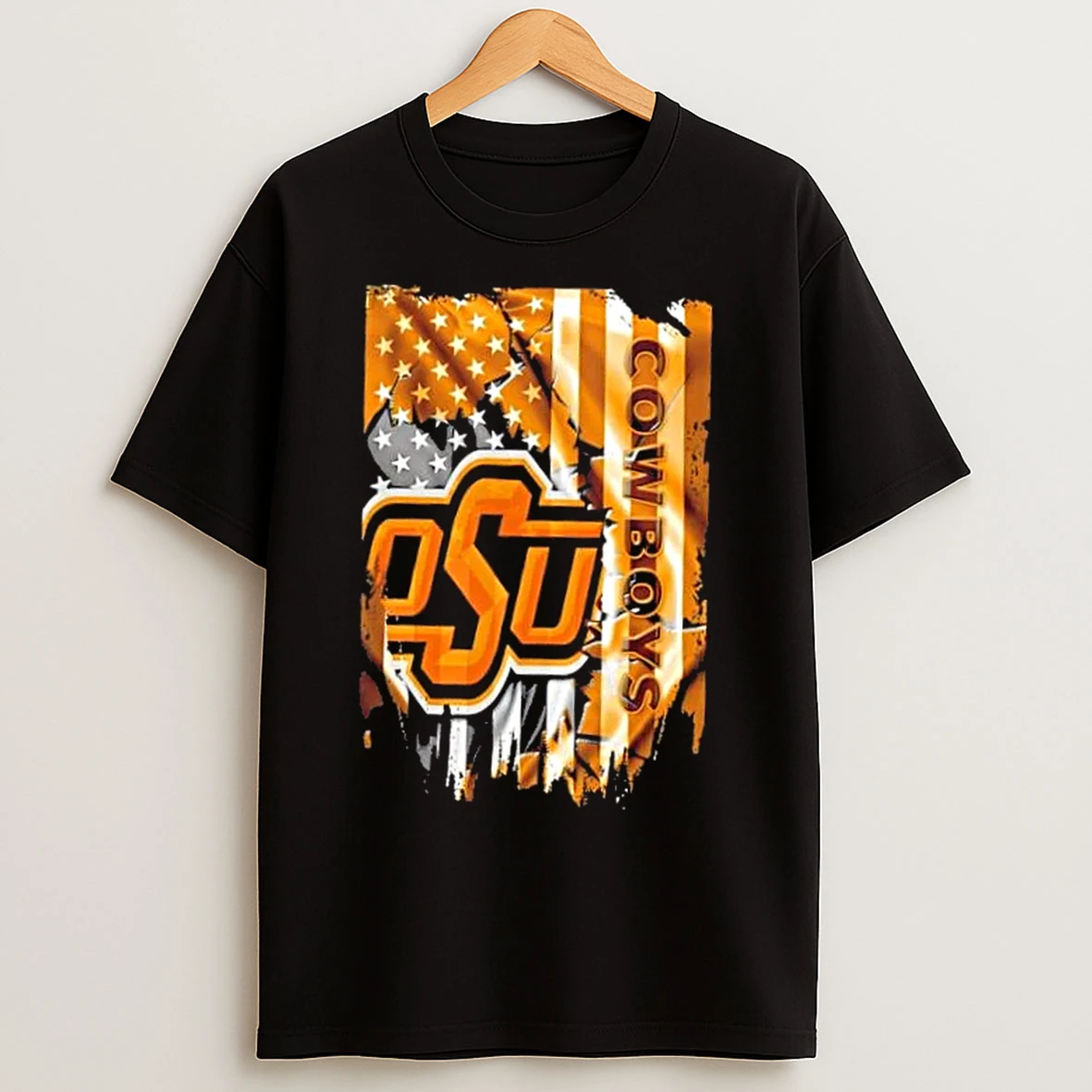 Classic Oklahoma State Cowboys Football X American Flag T Shirts