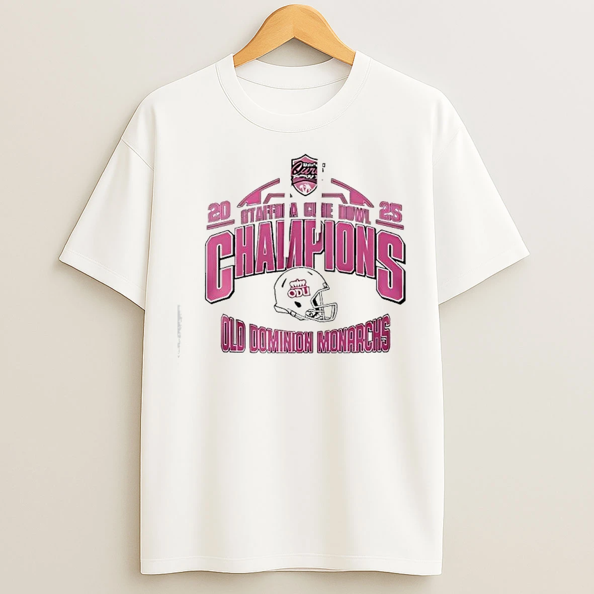 Classic Old Dominion Monarchs 2025 Cure Bowl Champion Helmet T Shirts