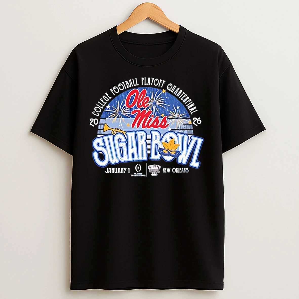 Classic Ole Miss Rebels 2025 26 College Football Playoff Sugar Bowl Fireworks T Shirts