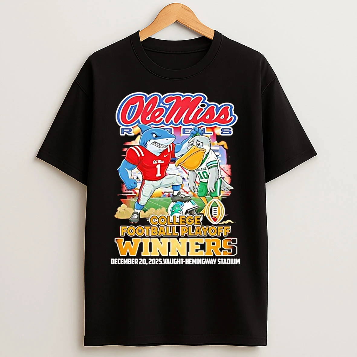 Classic Ole Miss Rebels 2025 College Playoff Ncaa Winners Beat Tulane Mascots T Shirts