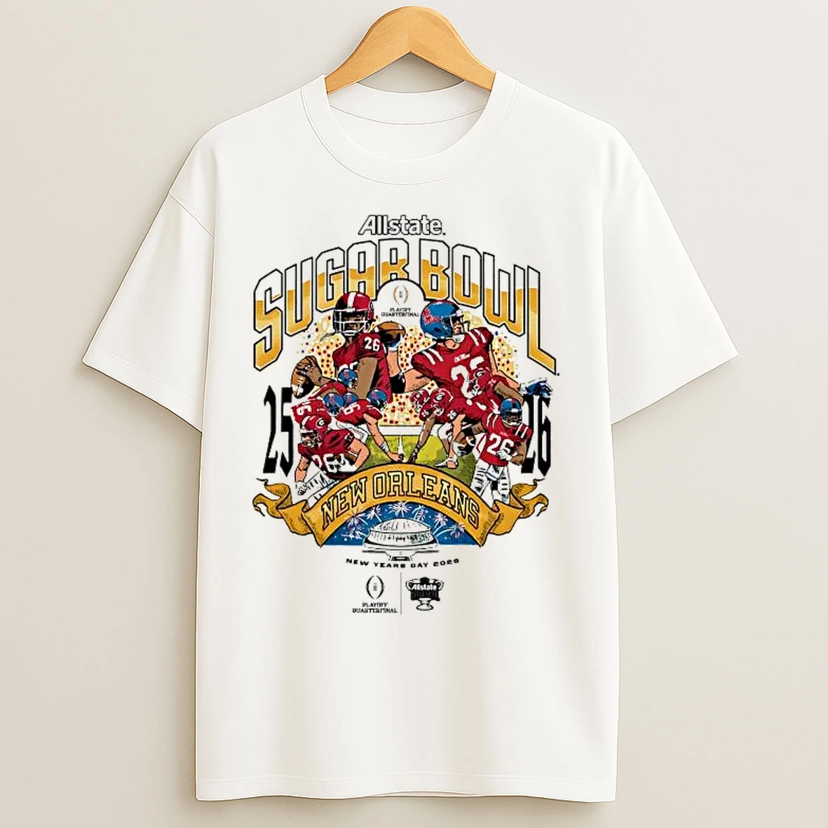 Classic Ole Miss Rebels 2026 Allstate Sugar Bowl New Years Day T Shirts