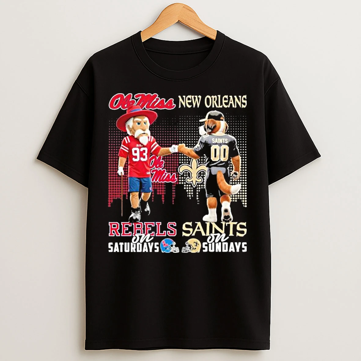 Classic Ole Miss Rebels And New Orleans Saints Mascot On Saturdays And On Sundays T Shirts
