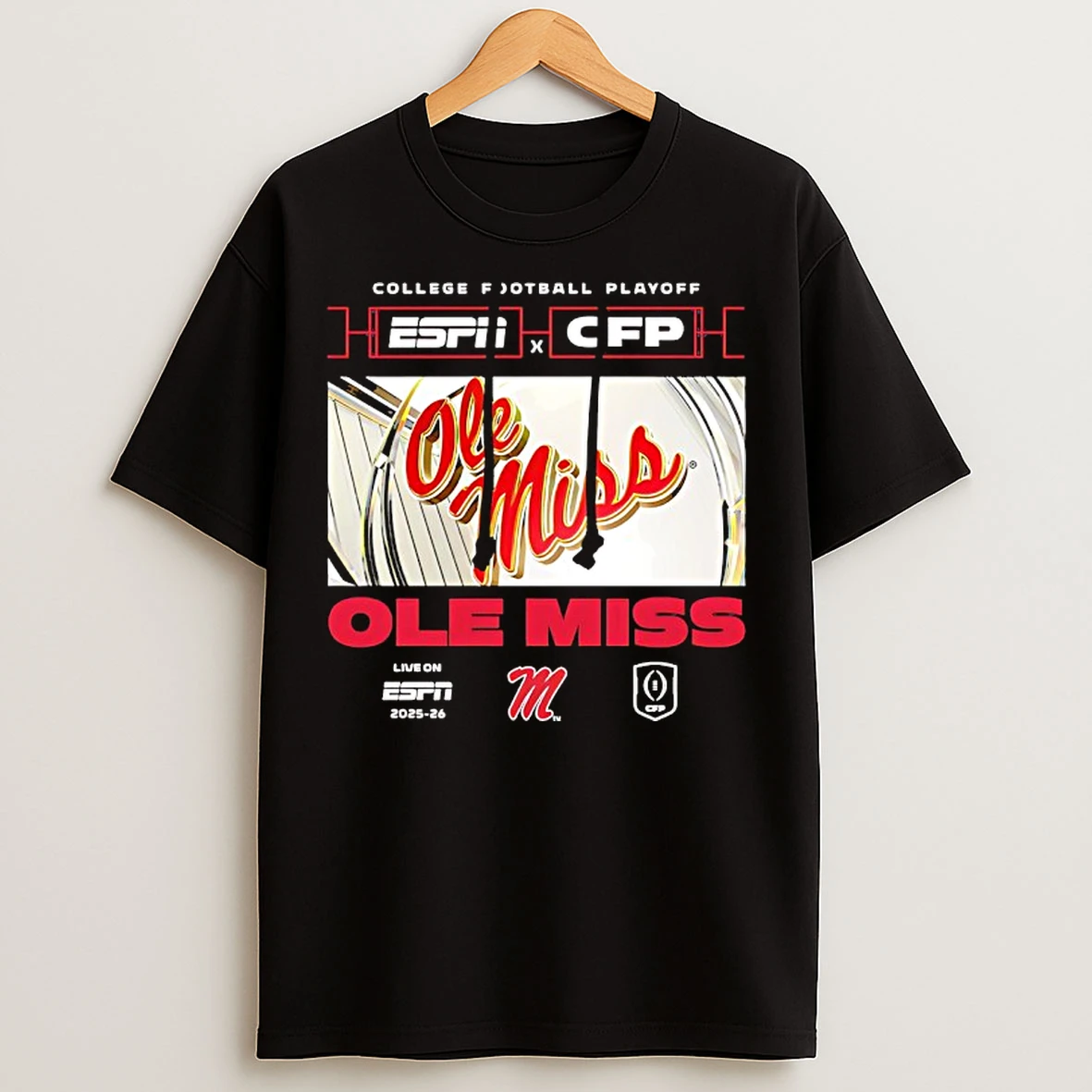 Classic Ole Miss Rebels Espn X Cfp College Football Playoff Live On Espn 2025 26 T Shirts