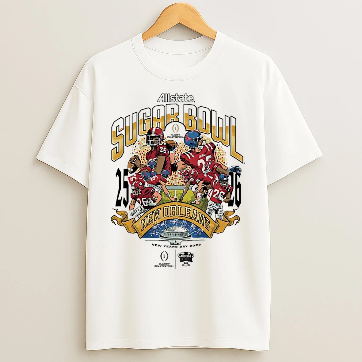 Classic Ole Miss Rebels Football 2026 Allstate Sugar Bowl New Orleans T Shirts