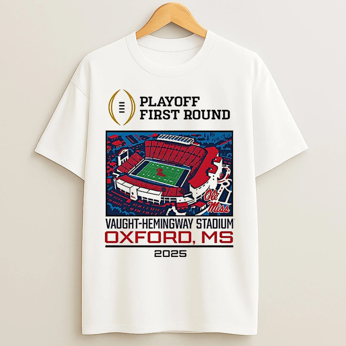 Classic Ole Miss Rebels Ncaa Cfp 2025 First Round Live From Vaught Hemingway Stadium T Shirts