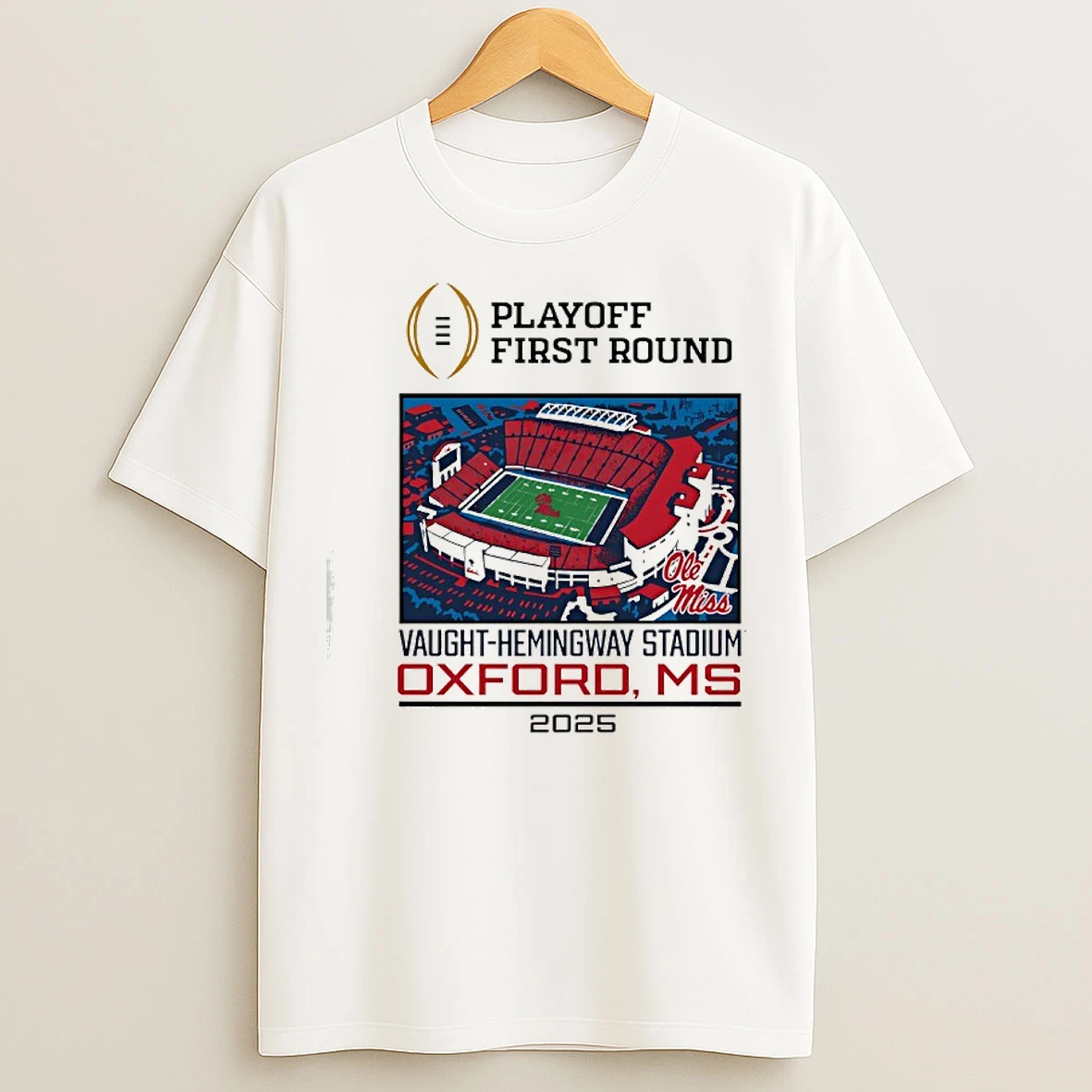 Classic Ole Miss Rebels Vaught Hemingway Stadium Playoff First Round 2025 T Shirts