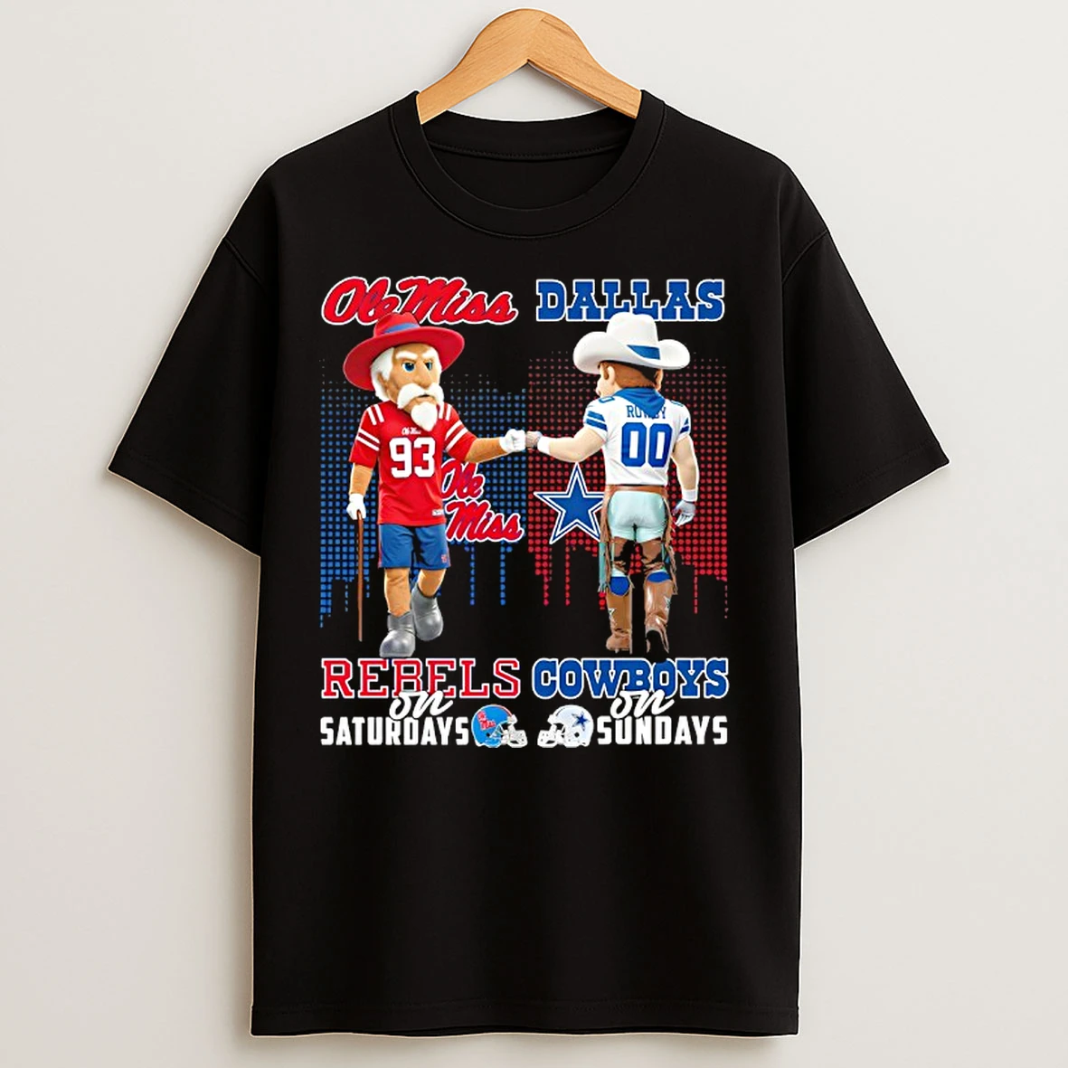 Classic Ole Miss Rebels On Saturdays X Dallas Cowboys On Sundays Mascot T Shirts