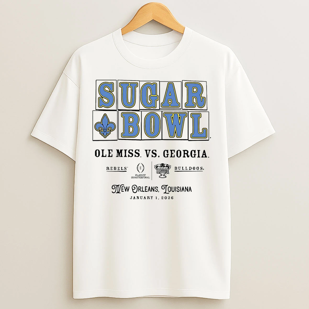 Classic Ole Miss Rebels Vs Georgia Bulldogs Cfp 2026 Sugar Bowl Bound Nola T Shirts