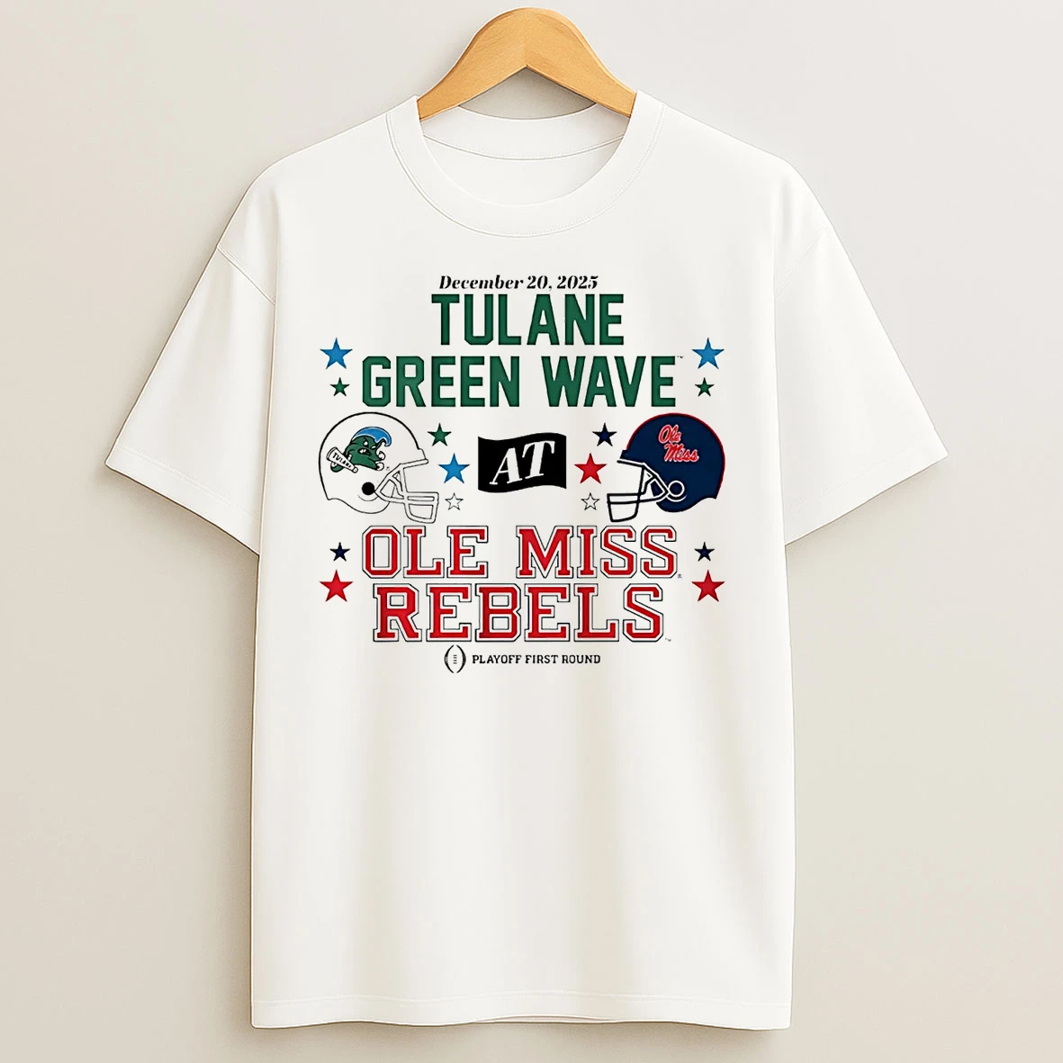 Classic Ole Miss Rebels Vs Tulane Green Wave 2025 Cfp First Round T Shirts