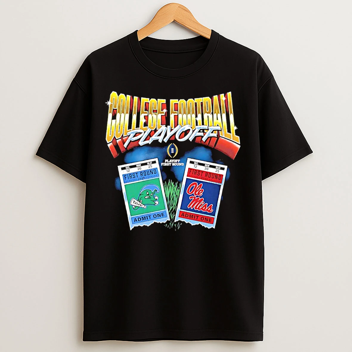 Classic Ole Miss Rebels Vs Tulane Green Wave College Football Playoff 2025 First Round Matchup Ticket T Shirts