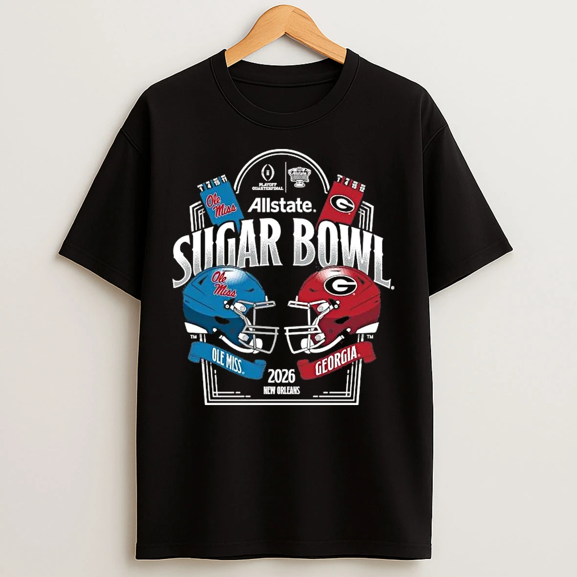 Classic Ole Miss Rebels Vs Georgia Bulldogs 2026 Allstate Sugar Bowl Helmet Ticket T Shirts